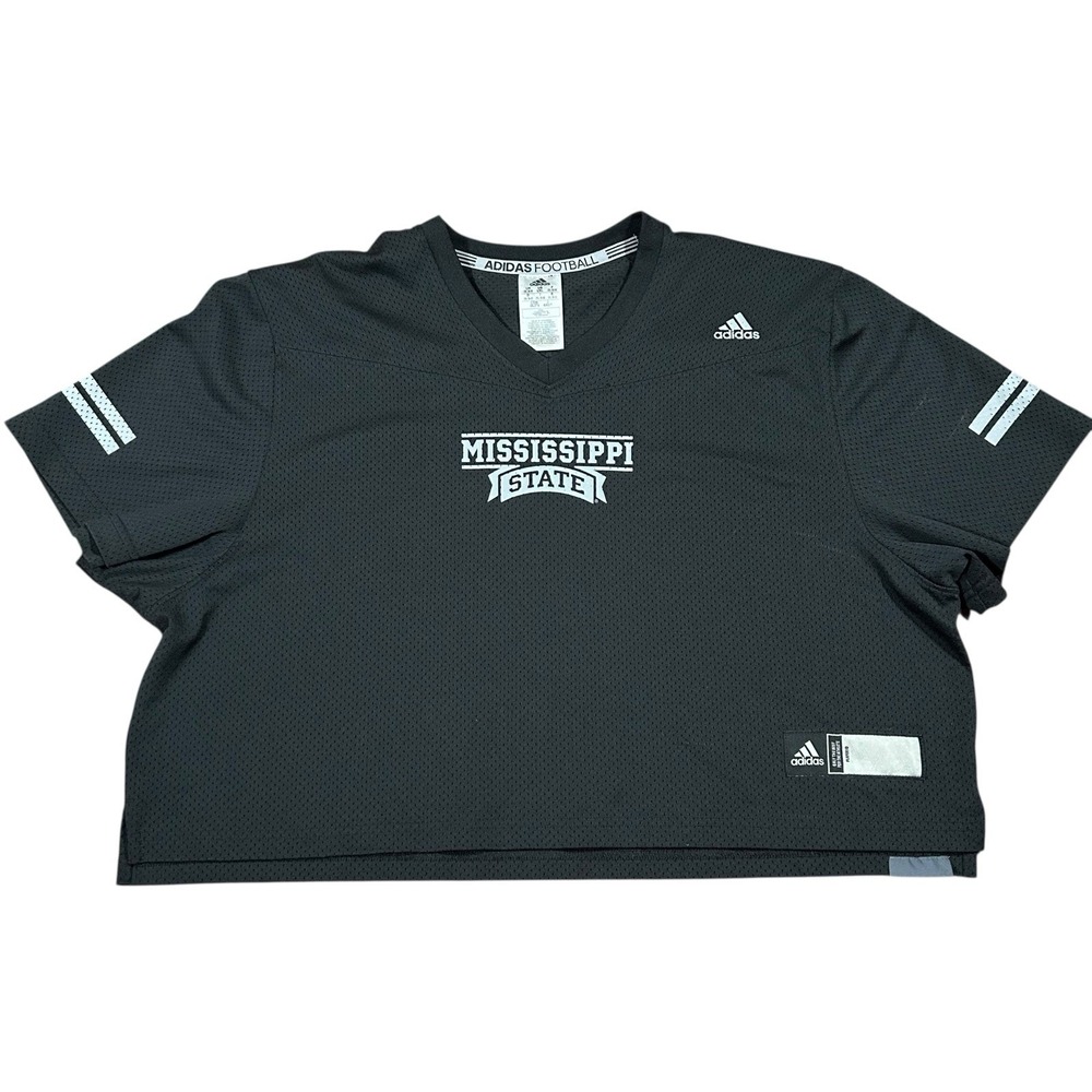 Adidas Football Jersey Men 2XL Black Cropped Practice Mississippi State Bulldogs